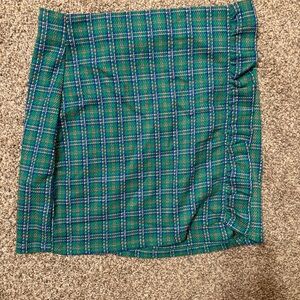 Topshop Green  Plaid  Mini Skirt